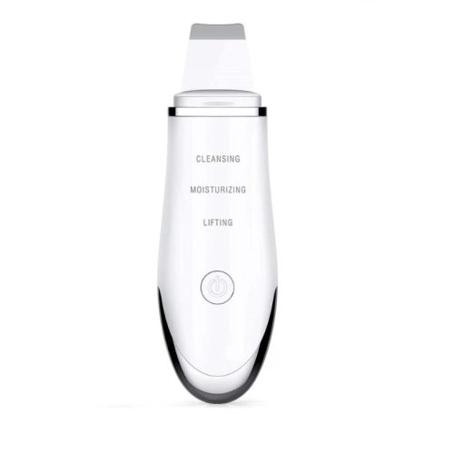 Dispozitiv de curățare cu ultrasunete a feței AmazeFan pentru curățare profundă, iontoforeză și electroporare (alb)