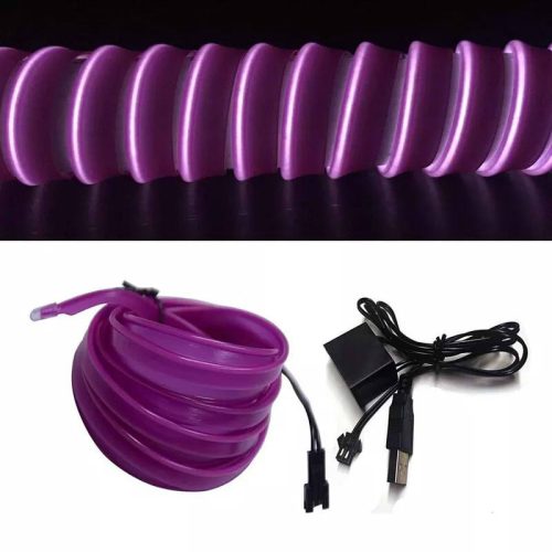 Șir LED OneLED Car, lumină LED tăiabilă, cu încărcător USB 5m (Violet)