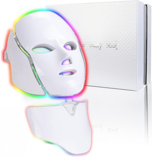 Mască LED pentru față și gât în 7 culori, dispozitiv de terapie cu lumină pentru tratarea acneei și dispozitiv de întinerire a pielii