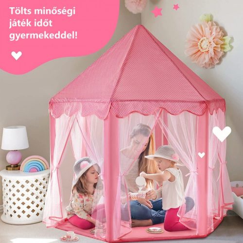 Cort pentru copii BDream, cort de joaca atat pentru interior cat si pentru exterior, roz printesa ‎140 x 135 cm