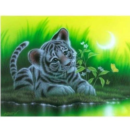 Pictură cu diamant cu un model de pui de tigru