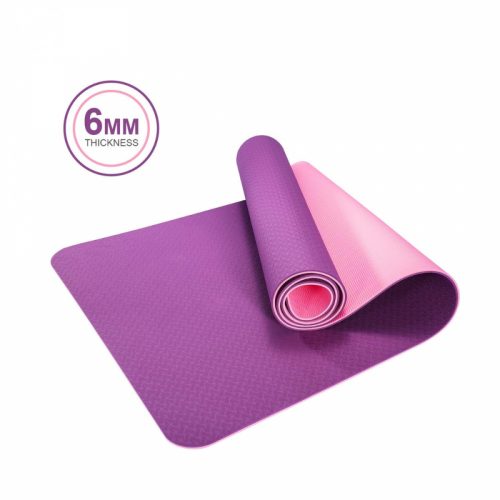Covoraș de yoga ecologic din TPE cu geantă, grosime 6 mm (roz magenta) 66x183 cm