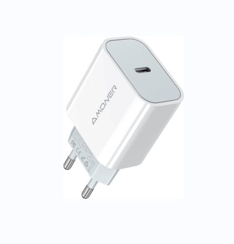 Adaptor de încărcare rapidă de rețea Amoner USB-C 20W (alb)
