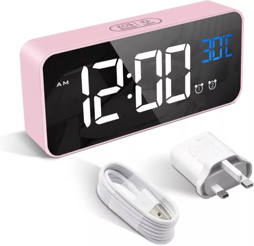 Ceas digital alarmă și ceas de alarmă radio roz - Hermic